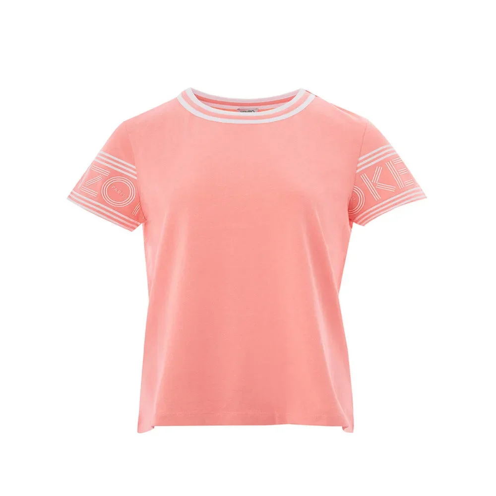 Kenzo Pink Cotton T-Shirt With Contrasting Logo